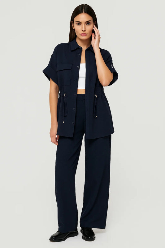 Ensemble Décontracté – Chemise à Manches Courtes et Pantalon Large