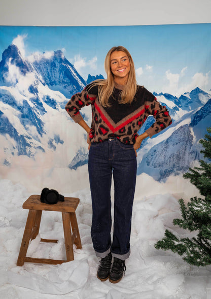 Valerie | Pull en tricot avec imprimé léopard