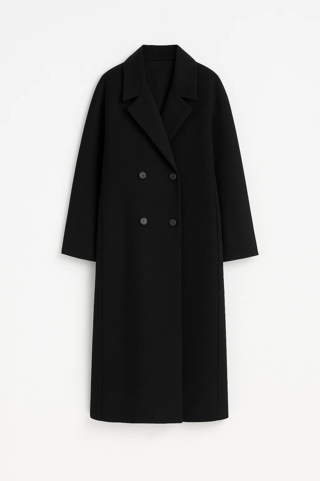 Manteau long à double boutonnage avec revers classiques