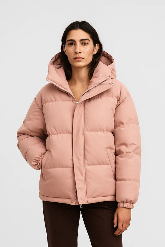 Doudoune avec capuche | Disponible en vert sauge et rose poudre